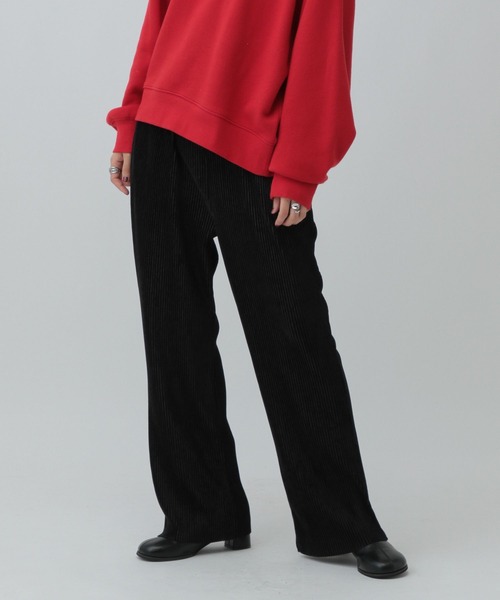 LEPSIM（レプシィム）の「《セルフカット可能》イージープリーツベロアパンツ　611238（その他パンツ・レディース・ブラック/ブラウン/グリーン・FREE）」の6枚目の写真