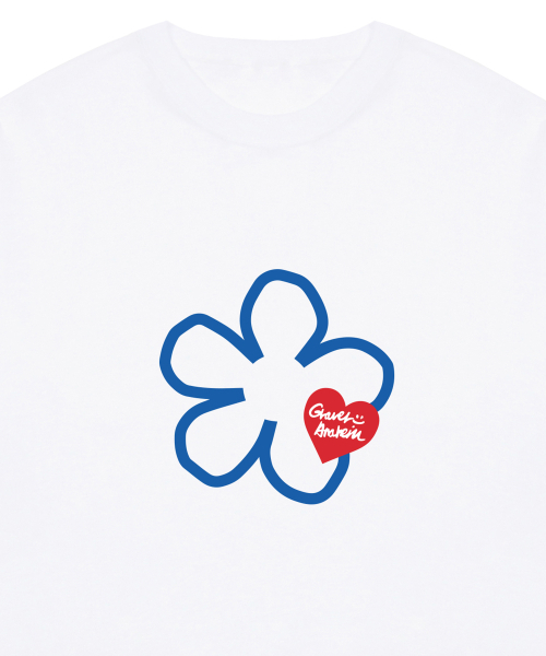 GRAVER（グレーバー）の「[ユニセックス]ラインフラワーハートロゴ半袖Tシャツ_ホワイト（Tシャツ/カットソー・レディース・ホワイト・X-LARGE/SMALL/MEDIUM/LARGE）」の3枚目の写真