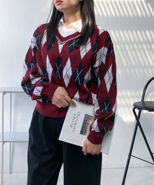 aya様 チェックシャツドッキングニット AS KNOW AS plus（アズノゥアズプラス）の「♪シャツドッキング V