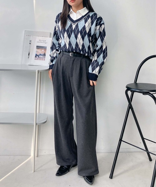 danghuythanhvn01です セール】♪シャツドッキング Vネック アーガイル柄ニットプルオーバー