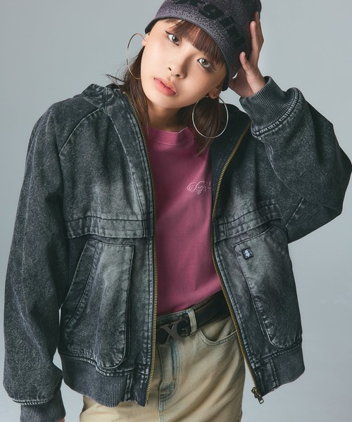 X-girl（エックスガール）の「LOGO AND HAZY PATTERN REVERSIBLE BEANIE（ニットキャップ/ビーニー・レディース・ブラック/レッド/ブルー・ONE SIZE）」の7枚目の写真