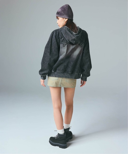 X-girl（エックスガール）の「LOGO AND HAZY PATTERN REVERSIBLE BEANIE（ニットキャップ/ビーニー・レディース・ブラック/レッド/ブルー・ONE SIZE）」の9枚目の写真