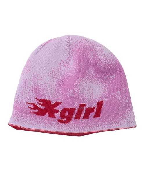 X-girl（エックスガール）の「LOGO AND HAZY PATTERN REVERSIBLE BEANIE（ニットキャップ/ビーニー・レディース・ブラック/レッド/ブルー・ONE SIZE）」の12枚目の写真