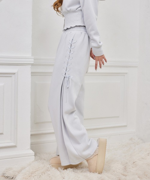 セール】セットアップ対応可/レースアップカットパンツ（スウェット