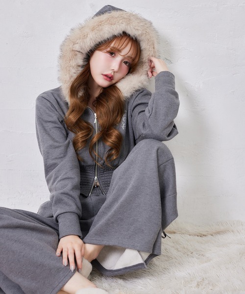 セール】セットアップ対応可/レースアップカットパンツ（スウェット