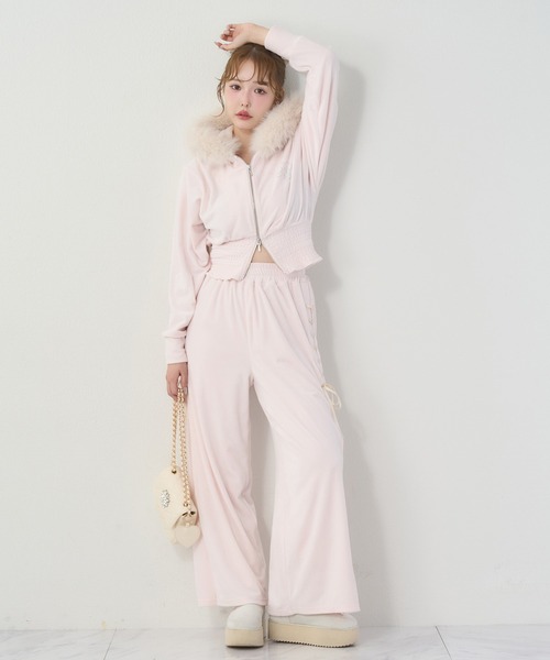 one after another NICE CLAUP（ワンアフターアナザーナイスクラップ）の「セットアップ対応可/レースアップカットパンツ（スウェットパンツ・レディース・サックスブルー/チャコールグレー/アイボリー系/ピンク系・SMALL/MEDIUM）」の6枚目の写真