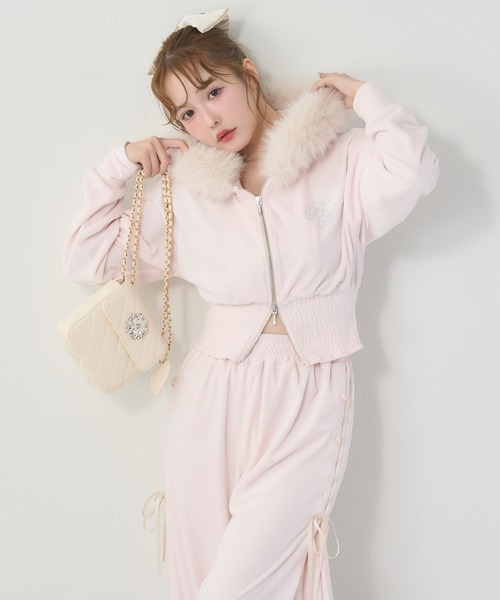 one after another NICE CLAUP（ワンアフターアナザーナイスクラップ）の「セットアップ対応可/レースアップカットパンツ（スウェットパンツ・レディース・サックスブルー/チャコールグレー/アイボリー系/ピンク系・SMALL/MEDIUM）」の7枚目の写真