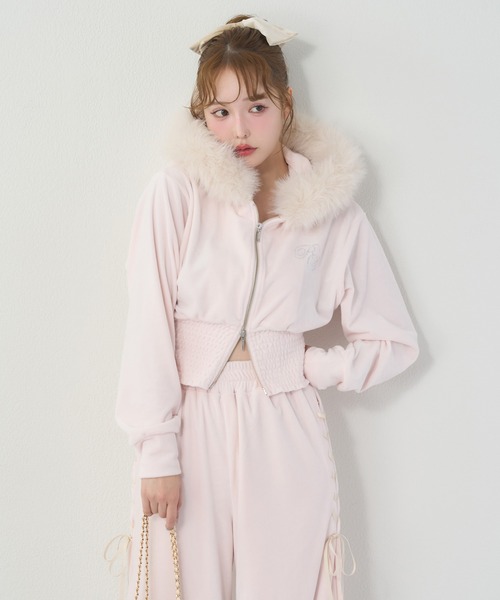 one after another NICE CLAUP（ワンアフターアナザーナイスクラップ）の「セットアップ対応可/レースアップカットパンツ（スウェットパンツ・レディース・サックスブルー/チャコールグレー/アイボリー系/ピンク系・SMALL/MEDIUM）」の8枚目の写真