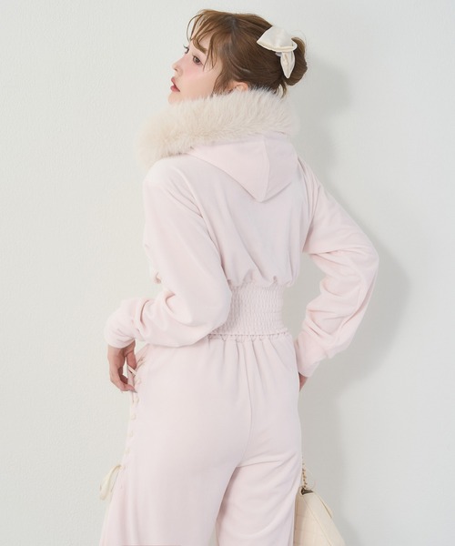 one after another NICE CLAUP（ワンアフターアナザーナイスクラップ）の「セットアップ対応可/レースアップカットパンツ（スウェットパンツ・レディース・サックスブルー/チャコールグレー/アイボリー系/ピンク系・SMALL/MEDIUM）」の10枚目の写真