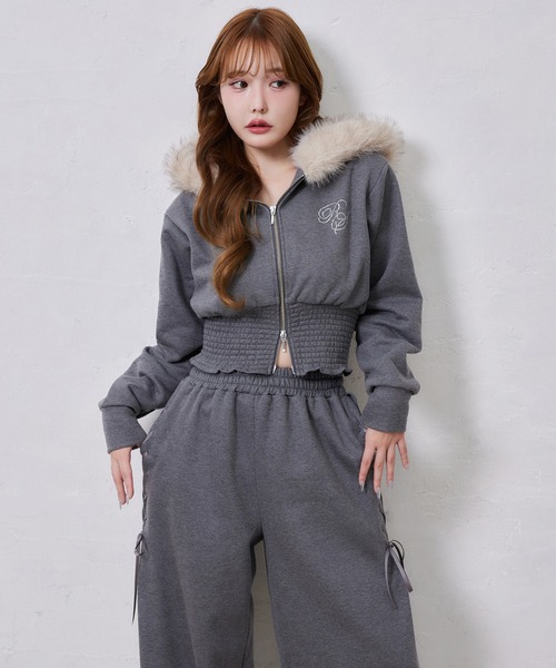 one after another NICE CLAUP（ワンアフターアナザーナイスクラップ）の「セットアップ対応可/レースアップカットパンツ（スウェットパンツ・レディース・サックスブルー/チャコールグレー/アイボリー系/ピンク系・SMALL/MEDIUM）」の21枚目の写真