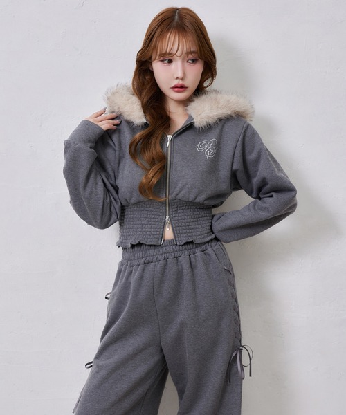 セール】セットアップ対応可/レースアップカットパンツ（スウェット