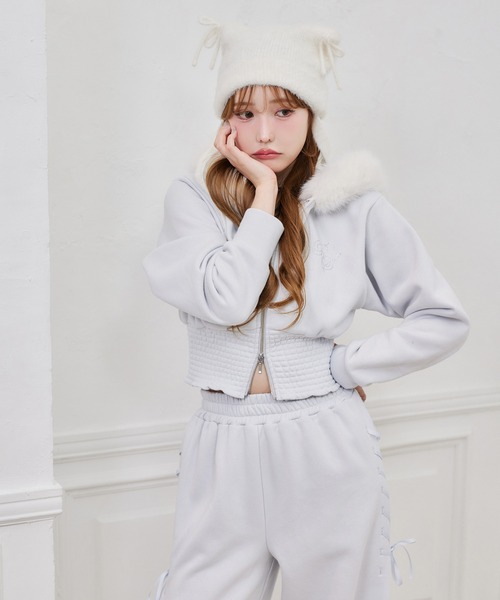 セール】セットアップ対応可/レースアップカットパンツ（スウェット