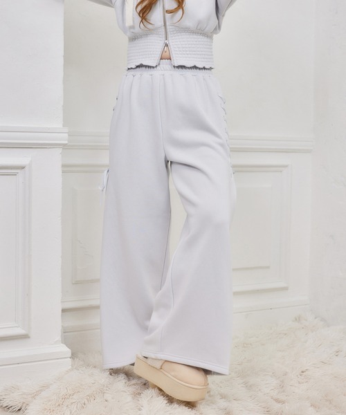 one after another NICE CLAUP（ワンアフターアナザーナイスクラップ）の「セットアップ対応可/レースアップカットパンツ（スウェットパンツ・レディース・サックスブルー/チャコールグレー/アイボリー系/ピンク系・SMALL/MEDIUM）」の16枚目の写真