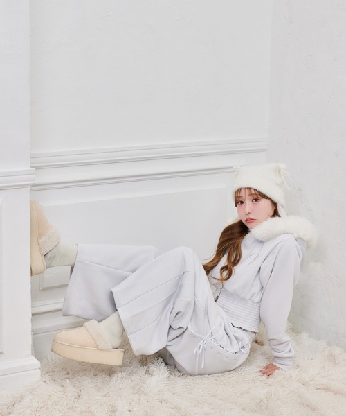 one after another NICE CLAUP（ワンアフターアナザーナイスクラップ）の「セットアップ対応可/レースアップカットパンツ（スウェットパンツ・レディース・サックスブルー/チャコールグレー/アイボリー系/ピンク系・SMALL/MEDIUM）」の18枚目の写真