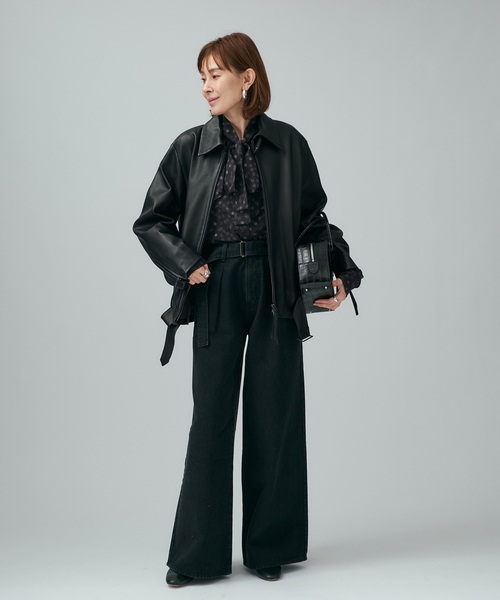 一部店舗限定》ドットジャガードプリントフリルブラウス（シャツ