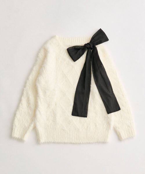 OLIVE des OLIVE（オリーブデオリーブ）の「フワフワケーブルニットワンピ（ワンピース・レディース・ブラック/サックスブルー/オフホワイト/グレー・FREE）」の11枚目の写真