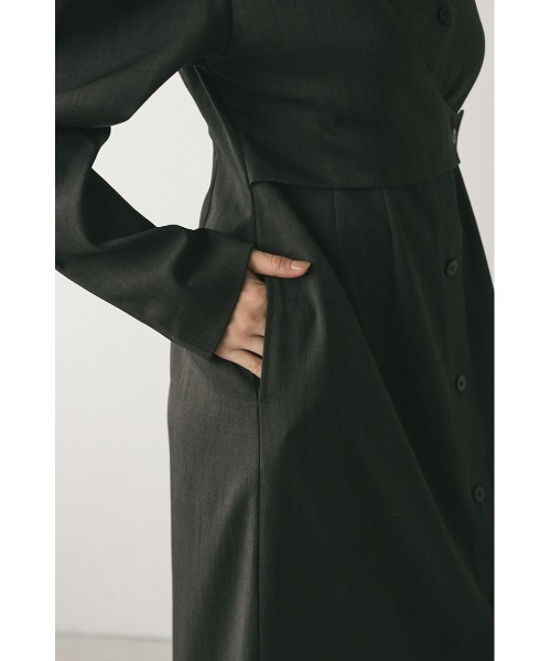 STYLEMIXER(スタイルミキサー)の「アシンメトリーシャツワンピース(ワンピース・レディース・ブラウン/チャコールグレー・SMALL/MEDIUM)」の6枚目の写真