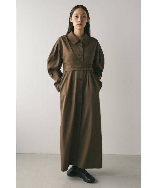 STYLEMIXER(スタイルミキサー)の「アシンメトリーシャツワンピース(ワンピース・レディース・ブラウン/チャコールグレー・SMALL/MEDIUM)」の11枚目の写真