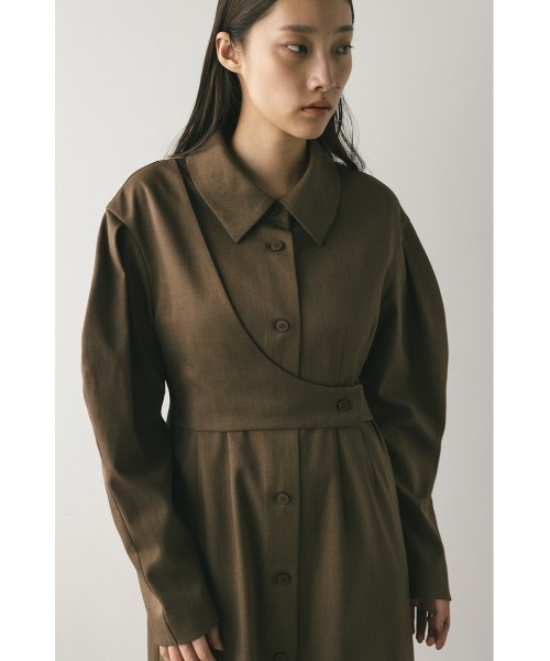 STYLEMIXER(スタイルミキサー)の「アシンメトリーシャツワンピース(ワンピース・レディース・ブラウン/チャコールグレー・SMALL/MEDIUM)」の13枚目の写真