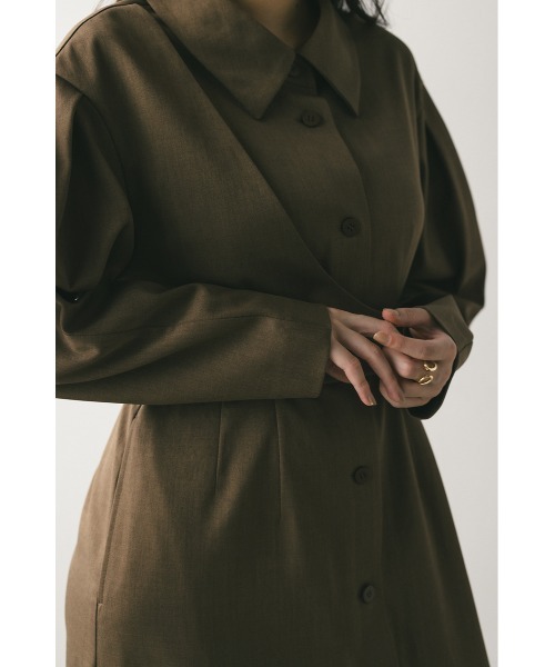 STYLEMIXER(スタイルミキサー)の「アシンメトリーシャツワンピース(ワンピース・レディース・ブラウン/チャコールグレー・SMALL/MEDIUM)」の17枚目の写真