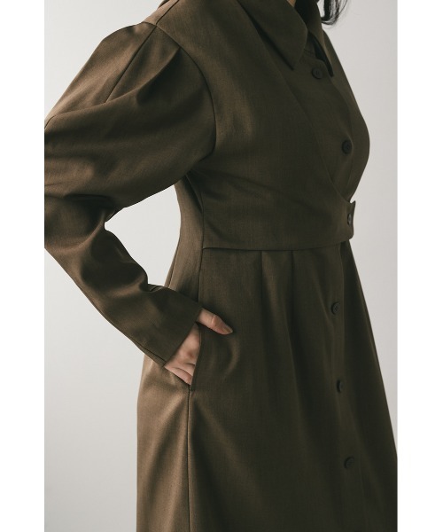 STYLEMIXER(スタイルミキサー)の「アシンメトリーシャツワンピース(ワンピース・レディース・ブラウン/チャコールグレー・SMALL/MEDIUM)」の21枚目の写真