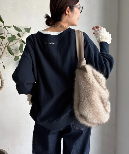 DouDou(ドゥドゥ)の「袖フリルトップス(Tシャツ/カットソー・レディース・オフホワイト/ブラック系その他/ブラック・FREE)」の11枚目の写真