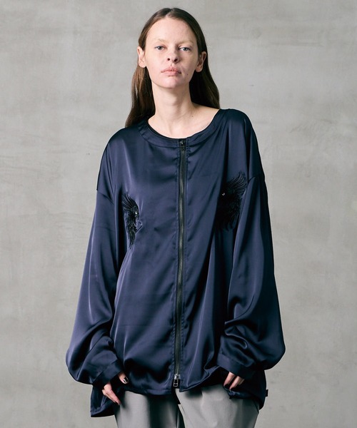 VIRGOwearworks（ヴァルゴウェアワークス）の「PHOENIX SHADOW SHIRTS JKT（ノーカラージャケット・メンズ・ブラック/ネイビー/オレンジ系その他・2/3/4）」の2枚目の写真