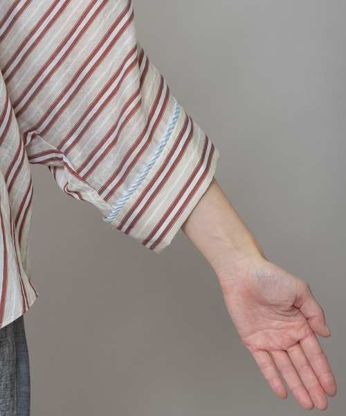 Munich（ミューニック）の「【Turkey】 ストライプハーフスリーブシャツ（シャツ/ブラウス・レディース・グリーン/ネイビー/レッド/サックスブルー・FREE）」の11枚目の写真