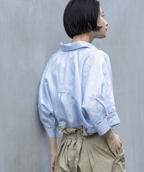 Munich（ミューニック）の「【Turkey】 ストライプハーフスリーブシャツ（シャツ/ブラウス・レディース・グリーン/ネイビー/レッド/サックスブルー・FREE）」の14枚目の写真