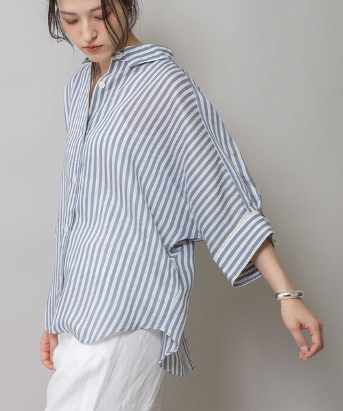 Munich（ミューニック）の「【Turkey】 ストライプハーフスリーブシャツ（シャツ/ブラウス・レディース・グリーン/ネイビー/レッド/サックスブルー・FREE）」の20枚目の写真