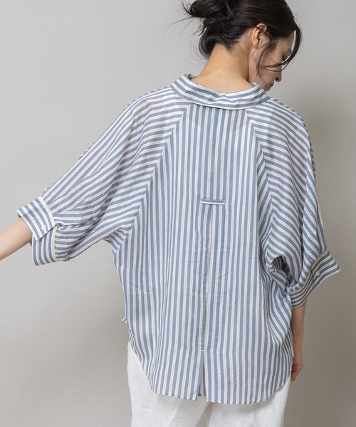 Munich（ミューニック）の「【Turkey】 ストライプハーフスリーブシャツ（シャツ/ブラウス・レディース・グリーン/ネイビー/レッド/サックスブルー・FREE）」の21枚目の写真