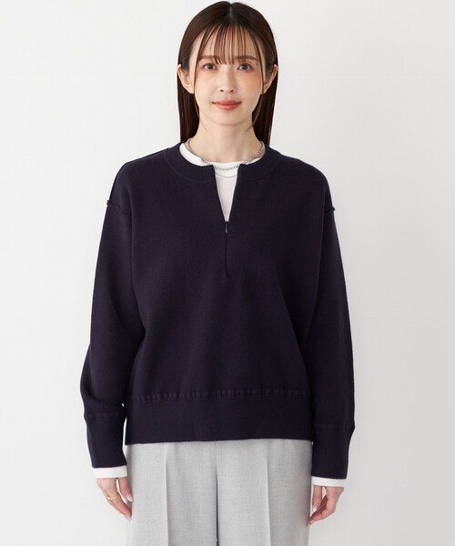 SHIPS Colors(シップス カラーズ)の「SHIPS Colors:〈手洗い可能〉フロント ジップ ニット(ニット/セーター・レディース・オフホワイト/ネイビー/キャメル/グレー・ONE SIZE)」の18枚目の写真