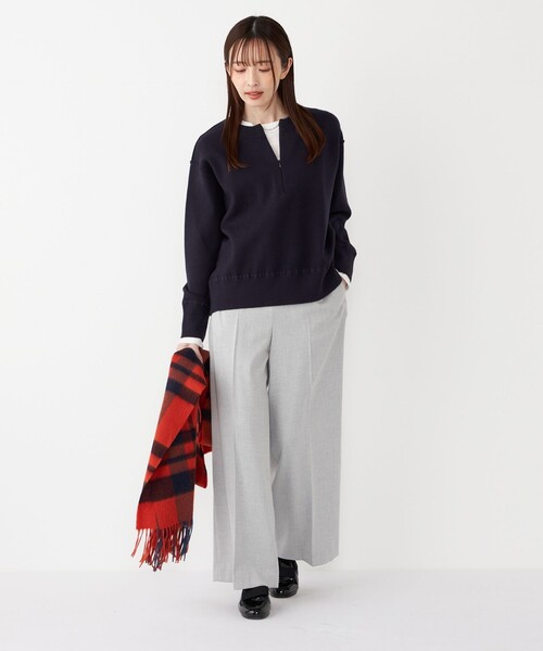 SHIPS Colors(シップス カラーズ)の「SHIPS Colors:〈手洗い可能〉フロント ジップ ニット(ニット/セーター・レディース・オフホワイト/ネイビー/キャメル/グレー・ONE SIZE)」の7枚目の写真