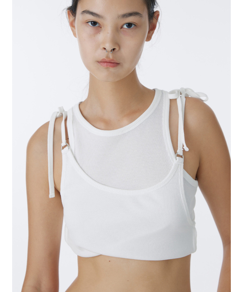 WHOLE PAPER(ホールペーパー)の「Dリングツーウェイタンクトップ(ホワイト)(Tシャツ/カットソー・レディース・ホワイト・FREE)」の3枚目の写真
