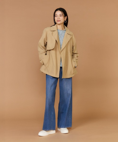 INED(イネド)の「ジャックスパロンタッサー ショートトレンチジャケット(トレンチコート・レディース・キャメル/ネイビー・7号/9号)」の7枚目の写真
