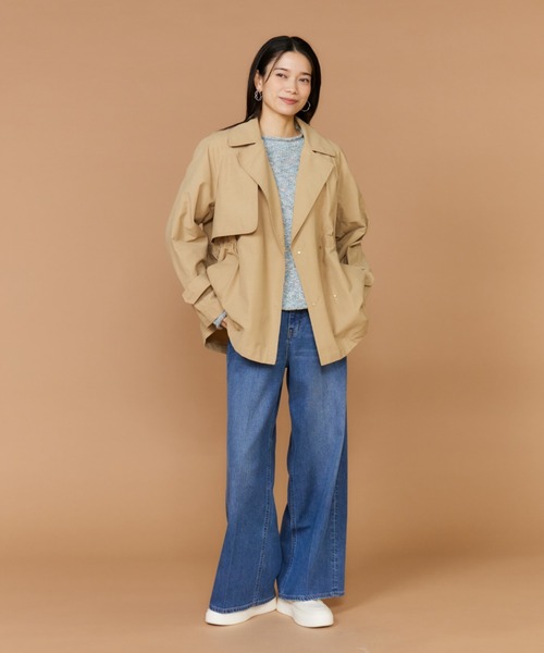 INED(イネド)の「ジャックスパロンタッサー ショートトレンチジャケット(トレンチコート・レディース・キャメル/ネイビー・7号/9号)」の8枚目の写真