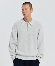 DE GRAND MATIN（ディグランドマーティン）の「ZIP-UP COLLAR KNITWEAR_LIGHT GRAY（ニット/セーター）」