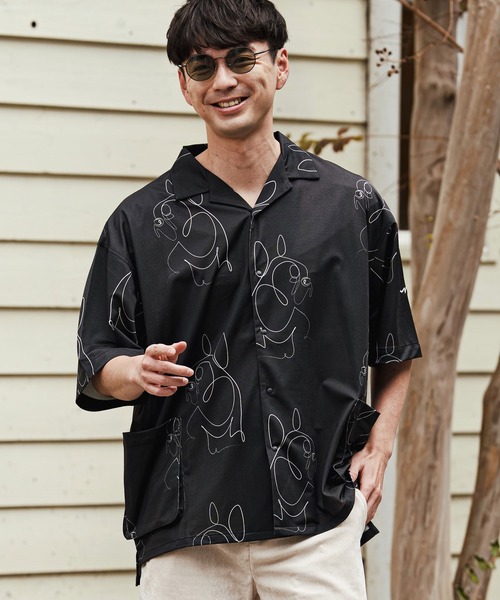 CALL&RESPONSE（コールアンドレスポンス）の「mhs2470- フレンチブル アロハシャツ-KOKAGE(262-1214-01)（シャツ/ブラウス・メンズ・ホワイト/ブラック・4/2）」の2枚目の写真