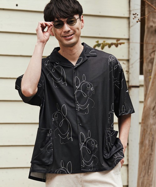 CALL&RESPONSE（コールアンドレスポンス）の「mhs2470- フレンチブル アロハシャツ-KOKAGE(262-1214-01)（シャツ/ブラウス・メンズ・ホワイト/ブラック・4/2）」の3枚目の写真