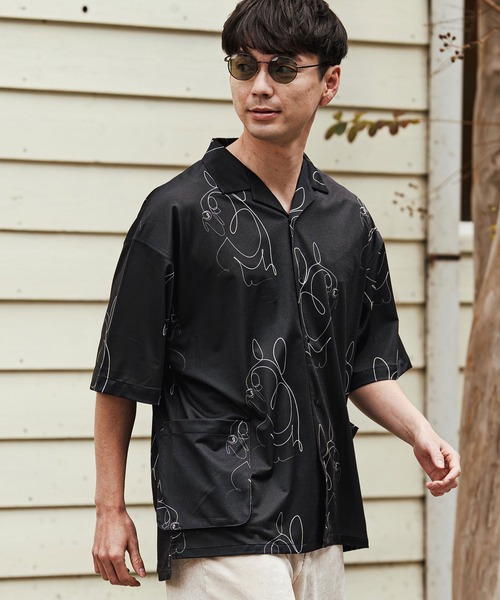 CALL&RESPONSE（コールアンドレスポンス）の「mhs2470- フレンチブル アロハシャツ-KOKAGE(262-1214-01)（シャツ/ブラウス・メンズ・ホワイト/ブラック・4/2）」の4枚目の写真