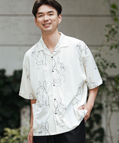 CALL&RESPONSE（コールアンドレスポンス）の「mhs2470- フレンチブル アロハシャツ-KOKAGE(262-1214-01)（シャツ/ブラウス・メンズ・ホワイト/ブラック・4/2）」の9枚目の写真