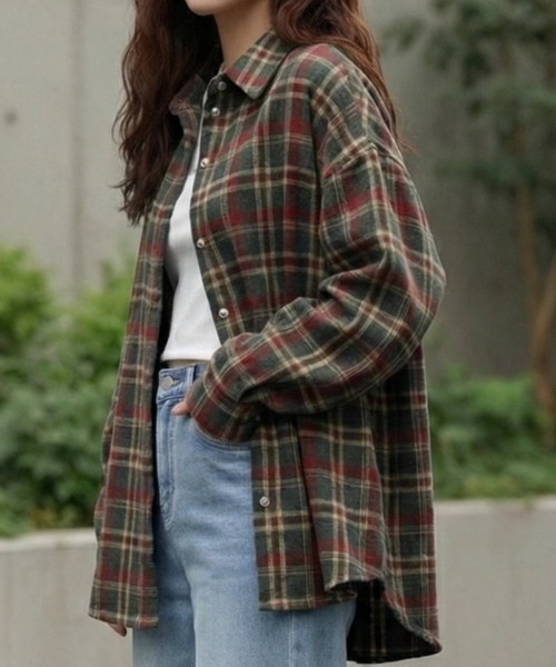 cammie(キャミー)の「チェックシャツ(シャツ/ブラウス・レディース・グリーン・M/L)」の2枚目の写真