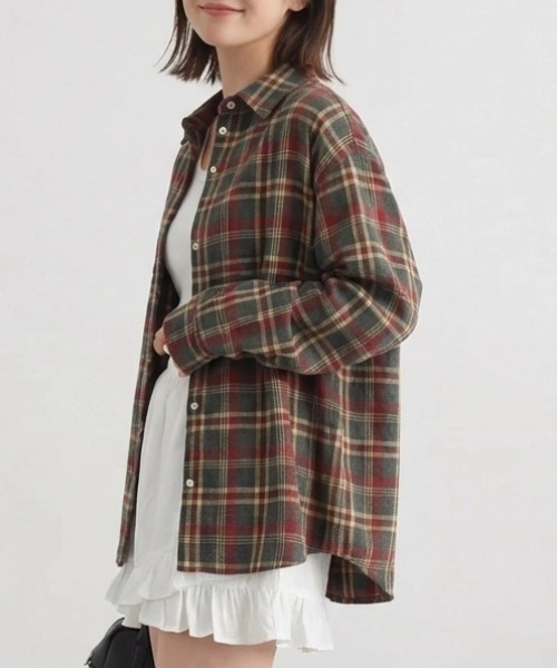 cammie(キャミー)の「チェックシャツ(シャツ/ブラウス・レディース・グリーン・M/L)」の5枚目の写真