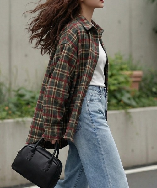 cammie(キャミー)の「チェックシャツ(シャツ/ブラウス・レディース・グリーン・M/L)」の4枚目の写真