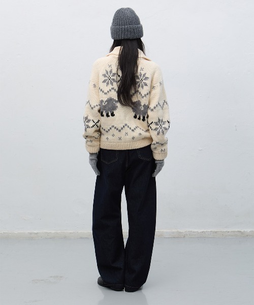 GENERAL IDEA（ジェネラルアイデア）の「wool blend cowichan knit jumper ウールカウチンニットジャケット（ニット/セーター・レディース・アイボリー/グレー/ネイビー・S/M/L）」の8枚目の写真
