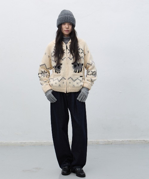 GENERAL IDEA（ジェネラルアイデア）の「wool blend cowichan knit jumper ウールカウチンニットジャケット（ニット/セーター・レディース・アイボリー/グレー/ネイビー・S/M/L）」の6枚目の写真