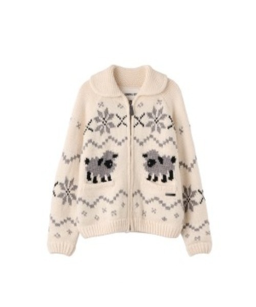 GENERAL IDEA（ジェネラルアイデア）の「wool blend cowichan knit jumper ウールカウチンニットジャケット（ニット/セーター・レディース・アイボリー/グレー/ネイビー・S/M/L）」の9枚目の写真