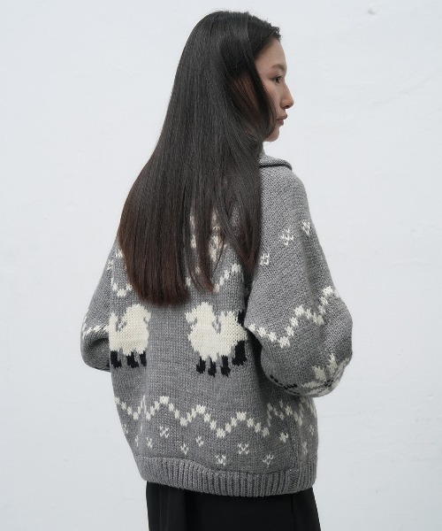 GENERAL IDEA（ジェネラルアイデア）の「wool blend cowichan knit jumper ウールカウチンニットジャケット（ニット/セーター・レディース・アイボリー/グレー/ネイビー・S/M/L）」の12枚目の写真