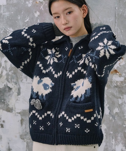 GENERAL IDEA（ジェネラルアイデア）の「wool blend cowichan knit jumper ウールカウチンニットジャケット（ニット/セーター・レディース・アイボリー/グレー/ネイビー・S/M/L）」の20枚目の写真