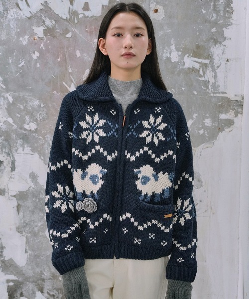 GENERAL IDEA（ジェネラルアイデア）の「wool blend cowichan knit jumper ウールカウチンニットジャケット（ニット/セーター・レディース・アイボリー/グレー/ネイビー・S/M/L）」の21枚目の写真
